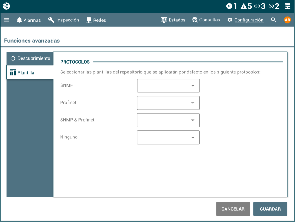 NetinDS_Menu Configuración - Opciones avanzadas - Plantilla
